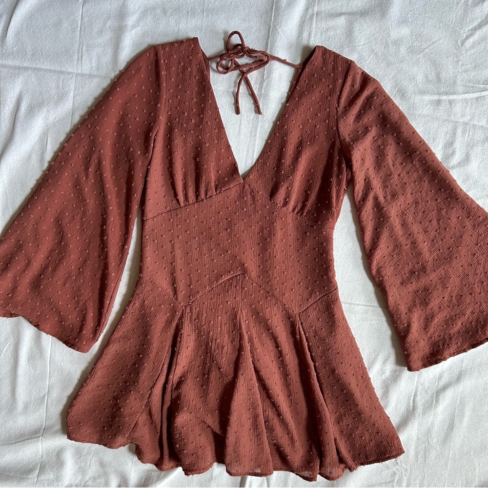 ASOS | V-Neck Formal Long Sleeve Dress, Dusty Rose Color